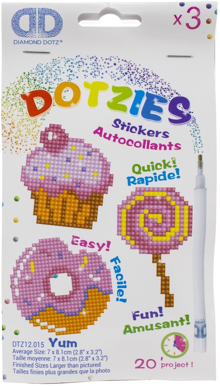 Diamond Dotz Dotzies Diamond Art Sticker Kit -Multi Pack Yum 3/Pkg